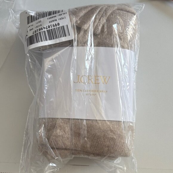 J Crew Cashmere wrap One Size Heather Stone Camel Tan - Picture 3 of 5